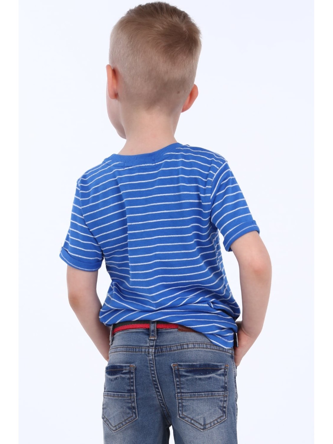 Boy\'s striped T-shirt, cornflower blue NDZ4474 - Online store - Boutique